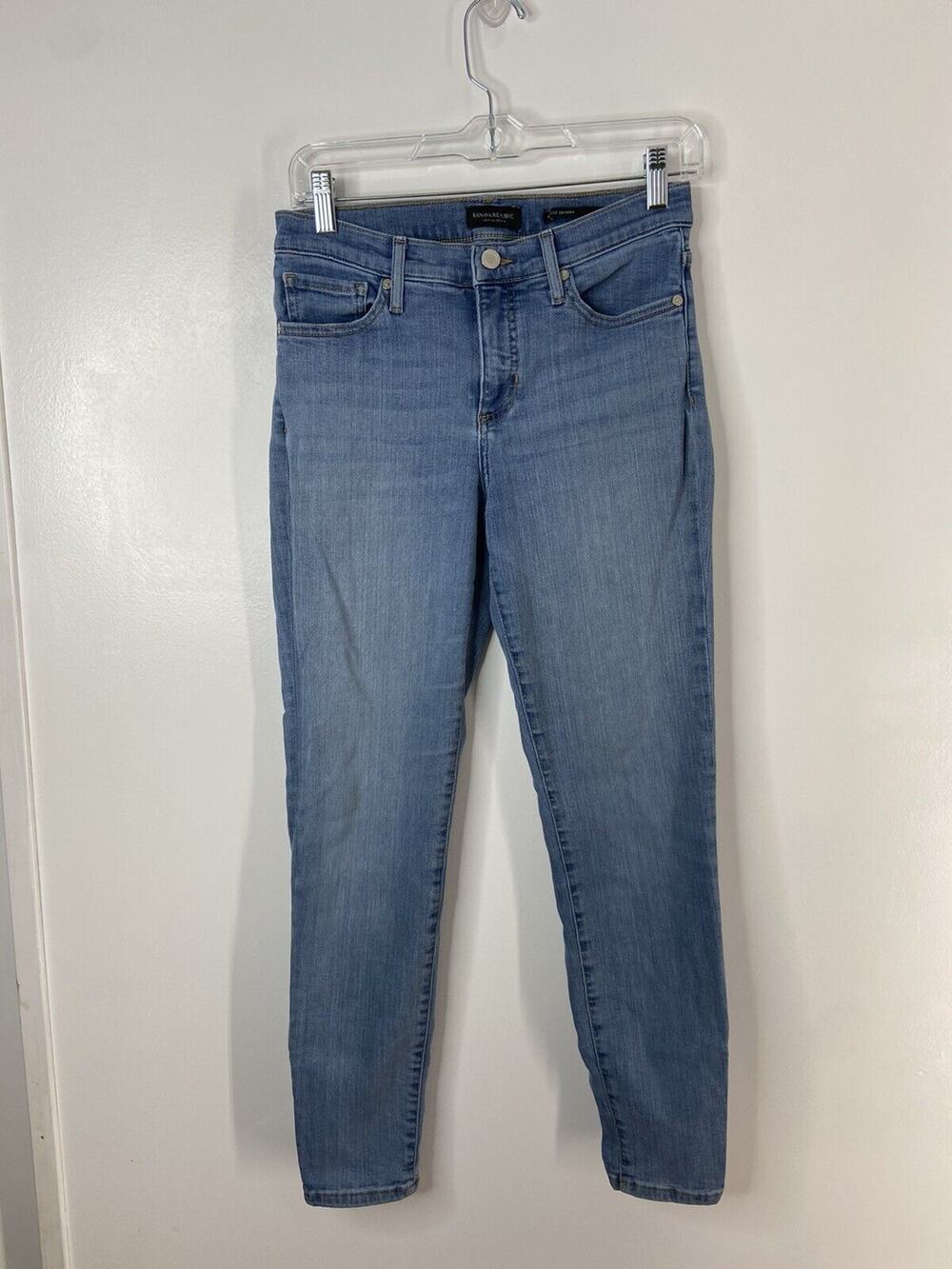 Banana Republic Mid Rise Skinny Fit Jeans Womens Size 27 Stretch Crop Denim Blue